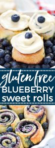 1-Hour Gluten Free Blueberry Sweet Rolls - perfect for brunch! Recipe from @whattheforkblog | whattheforkfoodblog.com | Sponsored by Bonne Maman | gluten free baking | easy gluten free recipes | gluten free bread recipes | yeast rolls | brunch recipes | sweet roll recipes | homemade dough recipes |