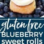 1-Hour Gluten Free Blueberry Sweet Rolls - perfect for brunch! Recipe from @whattheforkblog | whattheforkfoodblog.com | Sponsored by Bonne Maman | gluten free baking | easy gluten free recipes | gluten free bread recipes | yeast rolls | brunch recipes | sweet roll recipes | homemade dough recipes |