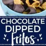 Chocolate Dipped Fritos (aka Fritos Jets) are a delicious salty-sweet snack! They're great for parties! Easy recipe from @whattheforkblog | whattheforkfoodblog.com | gluten free snacks | appetizers | chocolate covered | sweet and salty | chips | Sponsored by Frito Lay | snack foods | easy snacks | no-bake recipes