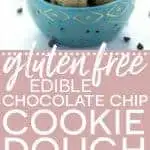 Gluten Free Edible Chocolate Chip Cookie Dough (egg free recipe with a dairy free + vegan option). No bake chocolate chip cookie dough bites. Recipe from @whattheforkblog | whattheforkfoodblog.com | easy gluten free desserts | no-bake recipes | summer desserts | edible cookie dough | gluten free dairy free recipes #glutenfree #vegan #cookiedough #chocolatechip #chocolate