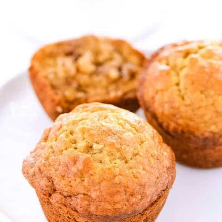 Super easy Gluten Free Banana Nut Muffins make a great breakfast! Make them on the weekends for brunch or make them ahead of time for grab-and-go week day breakfasts. Gluten free breakfast recipe from @whattheforkblog | whattheforkfoodblog.com | gluten free muffin recipes | how to make gluten free muffins | recipes for over-ripe bananas | homemade banana muffins | dairy free option | nut free option |