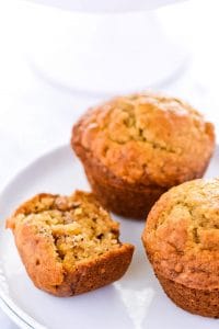 Super easy Gluten Free Banana Nut Muffins make a great breakfast! Make them on the weekends for brunch or make them ahead of time for grab-and-go week day breakfasts. Gluten free breakfast recipe from @whattheforkblog | whattheforkfoodblog.com | gluten free muffin recipes | how to make gluten free muffins | recipes for over-ripe bananas | homemade banana muffins | dairy free option | nut free option |