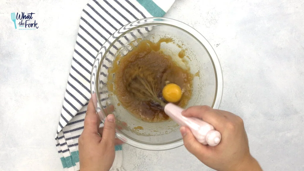 Add the remaining wet ingredients (egg and vanilla extract) and stir to combine.