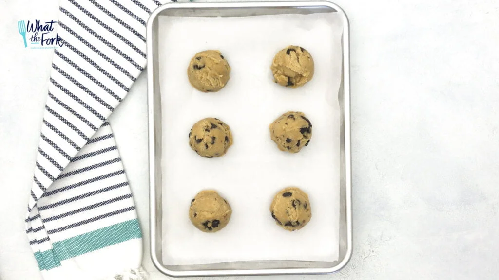 Slightly flatten the top of the cookie dough.  Bake for 14 minutes at 350 degrees.