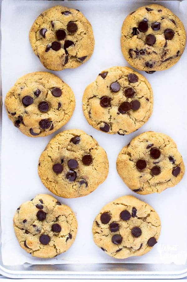 GF chocolate chip cookies on a pan