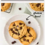Thick and Chewy Gluten Free Chocolate Chip Cookies Recipe image with text for Pinterest