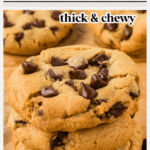 Thick and Chewy Gluten Free Chocolate Chip Cookies Recipe image with text for Pinterest