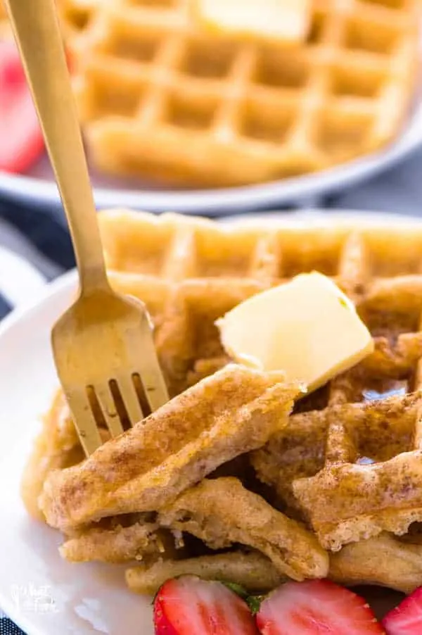 Up close of homemade gluten free waffle recipe