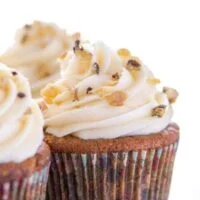 close up of gluten free carrot cake cupcake