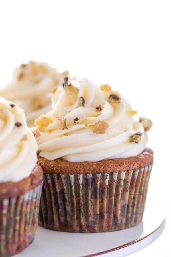 close up of gluten free carrot cake cupcake