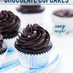 Easy Gluten Free Chocolate Cupcakes image with text for Pinterest