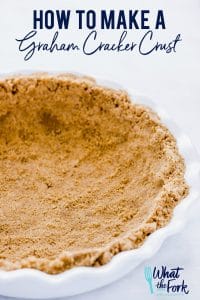 How to make a gluten free graham cracker crust with text and a graham cracker crust in a white pie dish