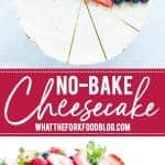 This easy no-bake cheesecake recipe is a staple summer dessert recipe. It’s easily made gluten free with a gluten free graham cracker crust. It’s smooth, creamy, and light compared to traditional cheesecake. It’s a great make ahead dessert for parties, especially for holidays like the 4th of July, Easter, or Mother’s Day. The vanilla base is a great for strawberries, cherries, or chocolate.