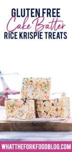 Gluten Free Cake Rice Krispie Treats long image with text