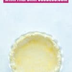 Long Pinterest Image for Gluten Free Pie Crust in a white ceramic pie dish