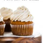 Gluten Free Pumpkin Cupcakes with Cinnamon Cream Cheese Frosting image with text for Pinterest