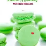 Grinch Heart Macarons are the perfect Christmas cookie for gifting and sharing! Macarons are naturally gluten free cookies and make a beautiful addition to cookie boxes. Learn how to make French Macarons from @whattheforkblog - visit whattheforkfoodblog.com for more baking recipes and edible homemade Christmas gifts. #Christmas #Grinch #FrenchMacarons #macarons #homemade #ChristmasCookies #glutenfree #glutenfreebaking #glutenfreecookies #glutenfreerecipes #recipe #diy #cookierecipes