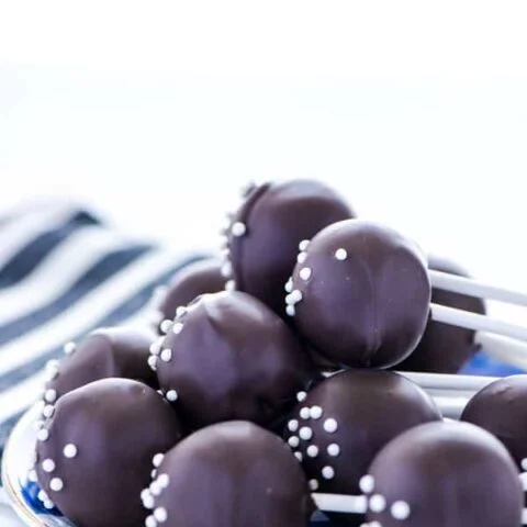 Gluten Free Chocolate Cake Pops on a plate