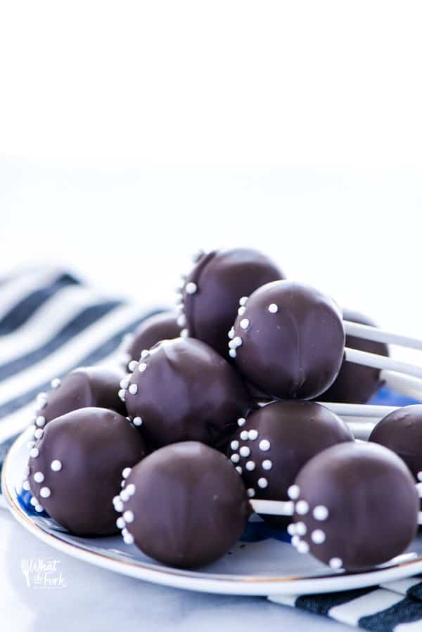 Gluten Free Chocolate Cake Pops on a plate