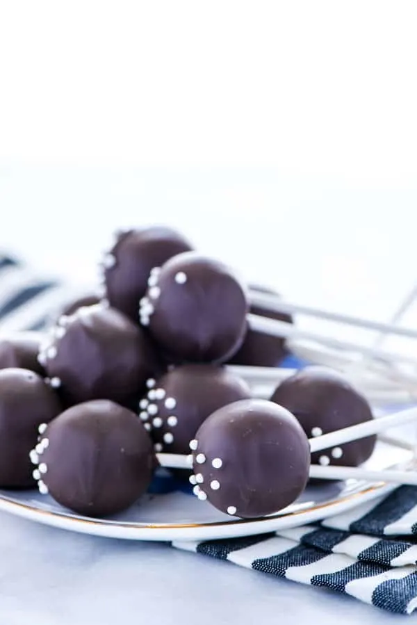 Gluten Free Chocolate Cake Pops on a plate