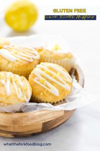 Wondering what to do with leftover Ricotta cheese? Bake some gluten free Lemon Ricotta Muffins with it! They’re light, fluffy, and a tasty way to reduce waste in the kitchen. These lemon muffins are perfect for spring, brunch, holidays, and baby or wedding showers! Gluten free breakfast recipe from @whattheforkblog - visit whattheforkfoodblog.com for more | #glutenfree #lemon #muffins