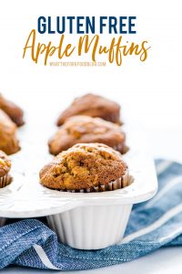 Easy Gluten Free Apple Muffins are perfectly spiced and simple to make! These gluten free muffins are great for breakfast or snack and can be meal prepped. They’re naturally dairy free too since they’re made with apple cider instead of milk. Gluten Free Cinnamon Apple Muffins are the perfect Fall recipe. They freeze well too! Gluten Free Muffin Recipe from @whattheforkblog - visit whattheforkfoodblog.com for more gluten free breakfast ideas! #glutenfree #muffins #applemuffins #applerecipes
