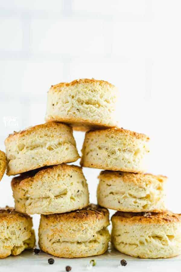 gluten free parmesan black pepper biscuits stacked