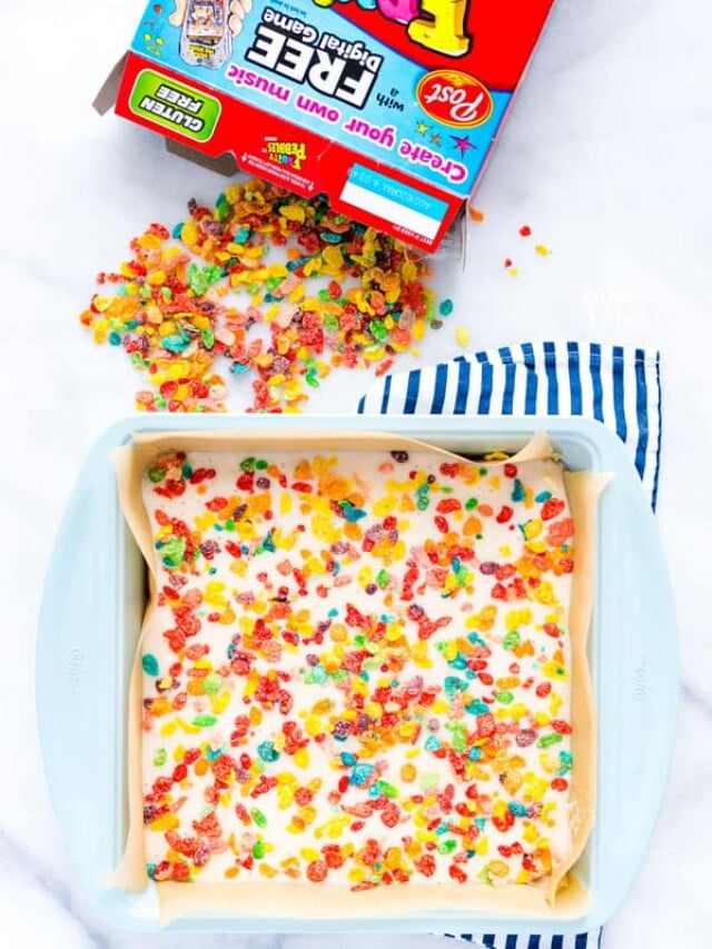Gluten Free Fruity Pebbles Cake with Cereal Milk Story