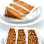 This show-stopping 3-layer gluten free gingerbread cake is the most amazing gluten free cake you’ll ever have! It’s moist with the perfect crumb and texture. It’s perfectly spiced and pairs perfectly with cream cheese frosting. This cake is very simple to make and doesn’t require a stand mixer or hand mixer, it can all be mixed by hand! If you don’t want a 3 layer cake, it can also be baked as a 9x13 cake. It’s the ultimate Christmas cake! #glutenfree #glutenfreecake #glutenfreedesserts #cake