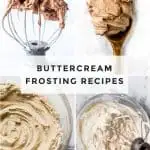 Easy American Buttercream Frosting recipes to try for your next birthday or celebration. These frosting recipes are made with only a few ingredients and have a simple mixing method - no cooking or melting. Lots of flavors to choose from for spreading or decorating cakes and cupcakes. They’re great with brownies, bar cookies, and other desserts too! Flavors include chocolate frosting, vanilla, cream cheese, peanut butter, coconut, cookies and cream, + more. Vegan buttercream options too!