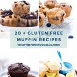 If you're looking for the best gluten free muffins, you've found them! There are 20+ recipes to choose from and there's something for everyone. Classics like gluten free blueberry muffins, gluten free banana muffins, apple muffins, corn muffins, and more. All of the recipes can be made dairy free and there are a few gluten free vegan muffins and some grain free muffins too! Easy gluten free muffins from @whattheforkblog - visit whattheforkfoodblog.com for more gluten free breakfast recipes.