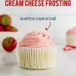 This is the best strawberry cream cheese frosting! Learn how to make frosting in advance, how to store cream cheese frosting, and the best cake and cupcake recipes to pair with it. This frosting is the perfect way to frost your desserts for Easter, Mother’s Day, Memorial Day, 4th of July, graduation parties, and spring/summer birthdays. Recipe from @whattheforkblog - visit whattheforkfoodblog.com for more homemade frosting ideas. Vegan option! No jello, naturally flavored and colored.