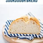 This is a great gluten free sourdough bread recipe and it’s made with just 4 ingredients! Gluten Free flour, salt, water, and gluten free sourdough starter is all you need for a great sourdough boule. This bread has a chewy texture, a golden crisp crust, and it makes excellent toast. This is an easy sourdough bread recipe and it’s perfect if you’re new to baking sourdough bread. Gluten Free Bread recipe from @whattheforkblog - visit whattheforkfoodblog.com for more gluten free baking recipes!