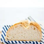 This is a great gluten free sourdough bread recipe and it’s made with just 4 ingredients! Gluten Free flour, salt, water, and gluten free sourdough starter is all you need for a great sourdough boule. This bread has a chewy texture, a golden crisp crust, and it makes excellent toast. This is an easy sourdough bread recipe and it’s perfect if you’re new to baking sourdough bread. Gluten Free Bread recipe from @whattheforkblog - visit whattheforkfoodblog.com for more gluten free baking recipes!