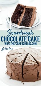 Gluten Free Sourdough Chocolate Cake Recipe collage pin with text for Pinterest