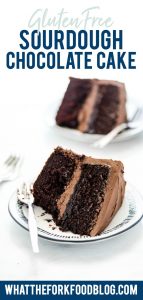 Gluten Free Sourdough Chocolate Cake Recipe long image with text for Pinterest