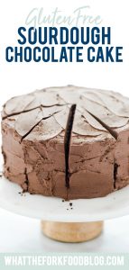 Gluten Free Sourdough Chocolate Cake Recipe long image with text for Pinterest