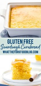 gluten free sourdough cornbread collage image with text for Pinterest