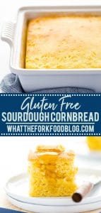 gluten free sourdough cornbread collage image with text for Pinterest