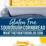 gluten free sourdough cornbread collage image with text for Pinterest