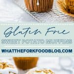 collage image with text of gluten free sweet potato muffins for Pinterest