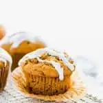 long image with text of gluten free sweet potato muffins for Pinterest