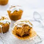 image of gluten free sweet potato muffins with text for Pinterest