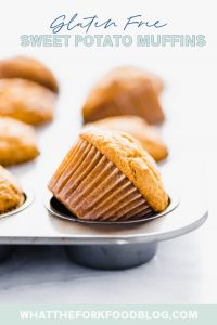image of gluten free sweet potato muffins with text for Pinterest