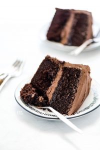 a slice of gluten free chocolate cake recipe on a plate with a fork