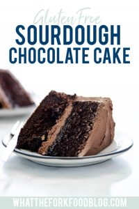 Gluten Free Sourdough Chocolate Cake Recipe image with text for Pinterest