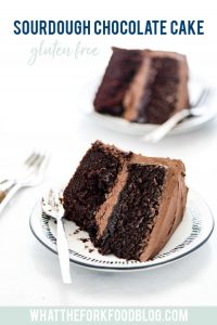 Gluten Free Sourdough Chocolate Cake Recipe image with text for Pinterest
