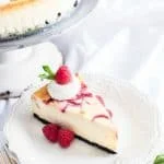 long White Chocolate Raspberry Cheesecake image with text for Pinterest