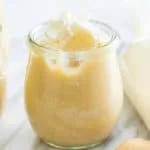 homemade maple pudding long image with text for Pinterest