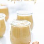 homemade maple pudding image with text for Pinterest